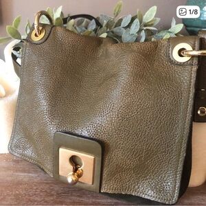 Orla Kiely Olive Green Crossbody Bag with Gold Accents